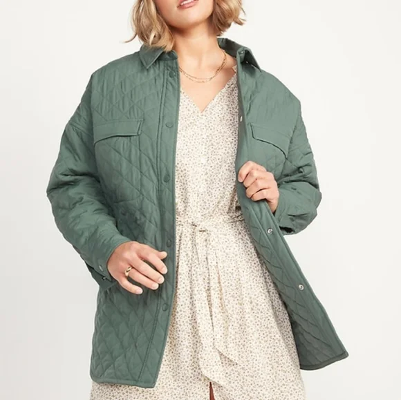 🆕️NWT Old Navy StretchTech Oversized Quilted Shacket - Picture 2 of 16